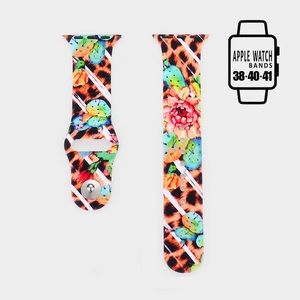 Flower and cheetah patterned Apple Watch band